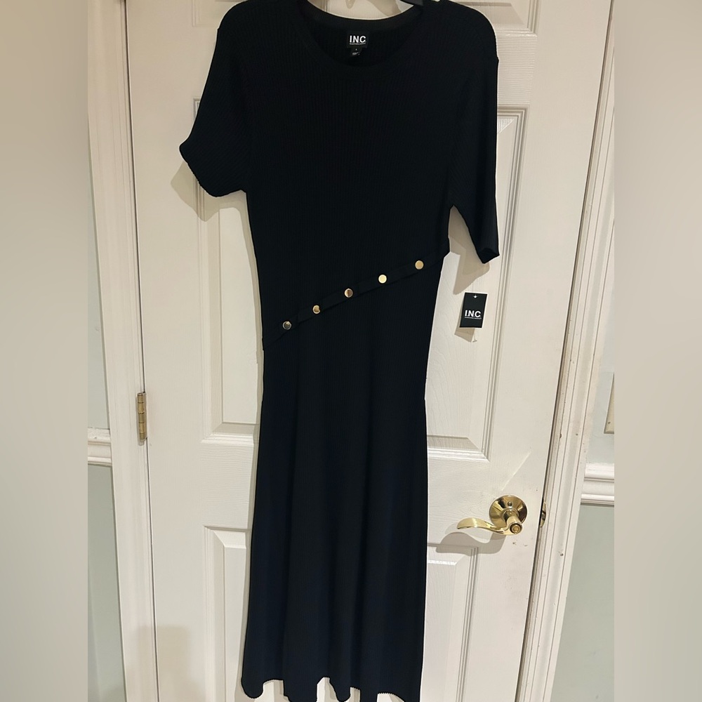 INC International Concepts Black and Gold Sheath Dress
